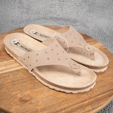 New Mephisto Nikie Star Perforated Leather Thong Sandals Taupe EU 42 US 10.5-11