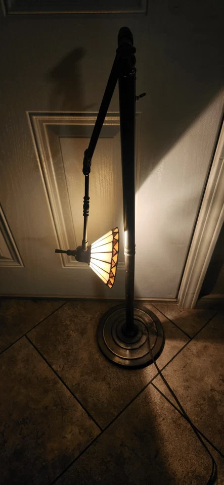 Pueblo Quoizel Tiffany Estilo Pantalla Brazo Plegable Lámpara de Pie Ajustable Bronce 52" Foto 4 de 4