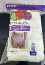 Fruit of the Loom Women's 10 Cotton Briefs White Size 6 Medium NEW