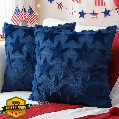 Artscope Blue 4th July Pillow Covers 20x20 2pc Set