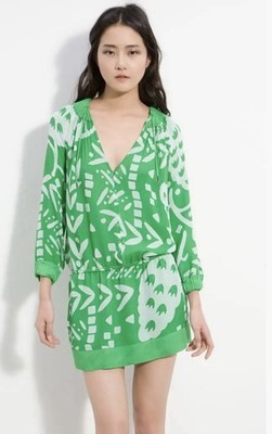 DVF Diane Von Furstenberg Mikino Green & White Dress 6