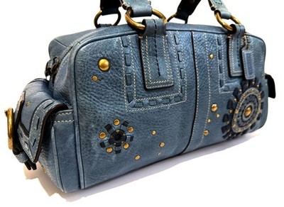 RARE Coach Ltd Ed Vintage Y2K Soho Mia Ink Blue Denim Tote Bag