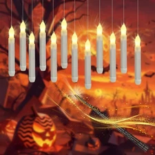 Magic Floating Candles with Wand Remote, 12 Pcs Flameless Battery Operated LE...