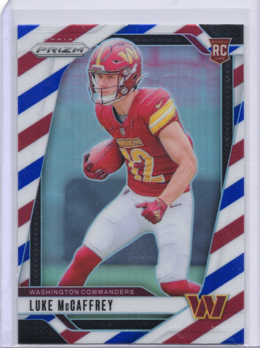 2024 Panini Prizm - #367 Rookie Luke McCaffrey Red White Blue Prizm (RC)