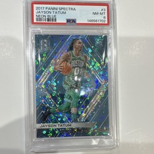 Jayson Tatum 2017-18 Panini Spectra Neon Blue Prizm #3 PSA 8 /99 Celtics Rookie