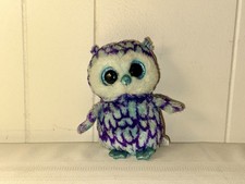 Ty Beanie Boo's Oscar The Blue Owl Big Eyes Soft Plush Animal Stuffed Toy 9"