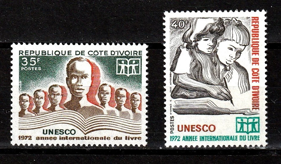 Elfenbeinküste / Côte D'Ivoire Mi#:  403-404 **,  1972: Jahr des Buches - Bild 1 von 1