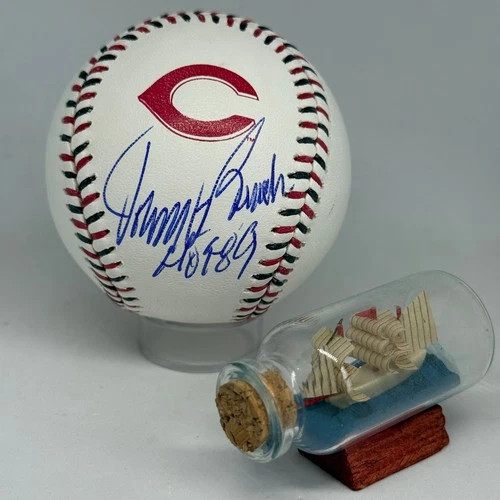Johnny Bench signed Reds Team Stitch Logo Baseball JSA COA Inscribed HOF A3888