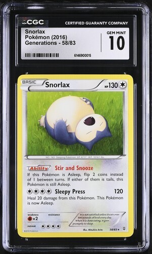 Snorlax graded CGC 10 for sale on eBay