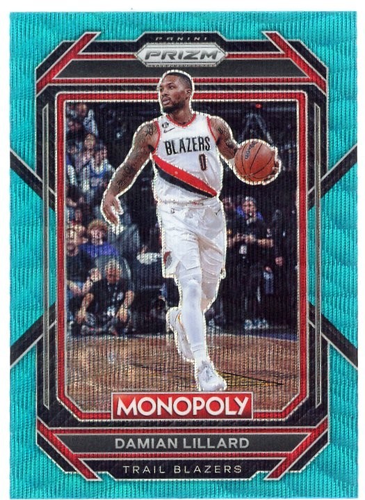 2022-23 Panini Prizm Monopoly - Damian Lillard #73 Teal Wave Prizm