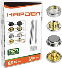 Leather Snaps and Fasteners Kit, New Upgraded 15Mm 40 Set Silver Snap Button wit