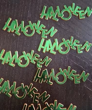 48 Pcs Vintage Halloween Script With Ghoulish Green Foil Cake/Cupcakes Picks