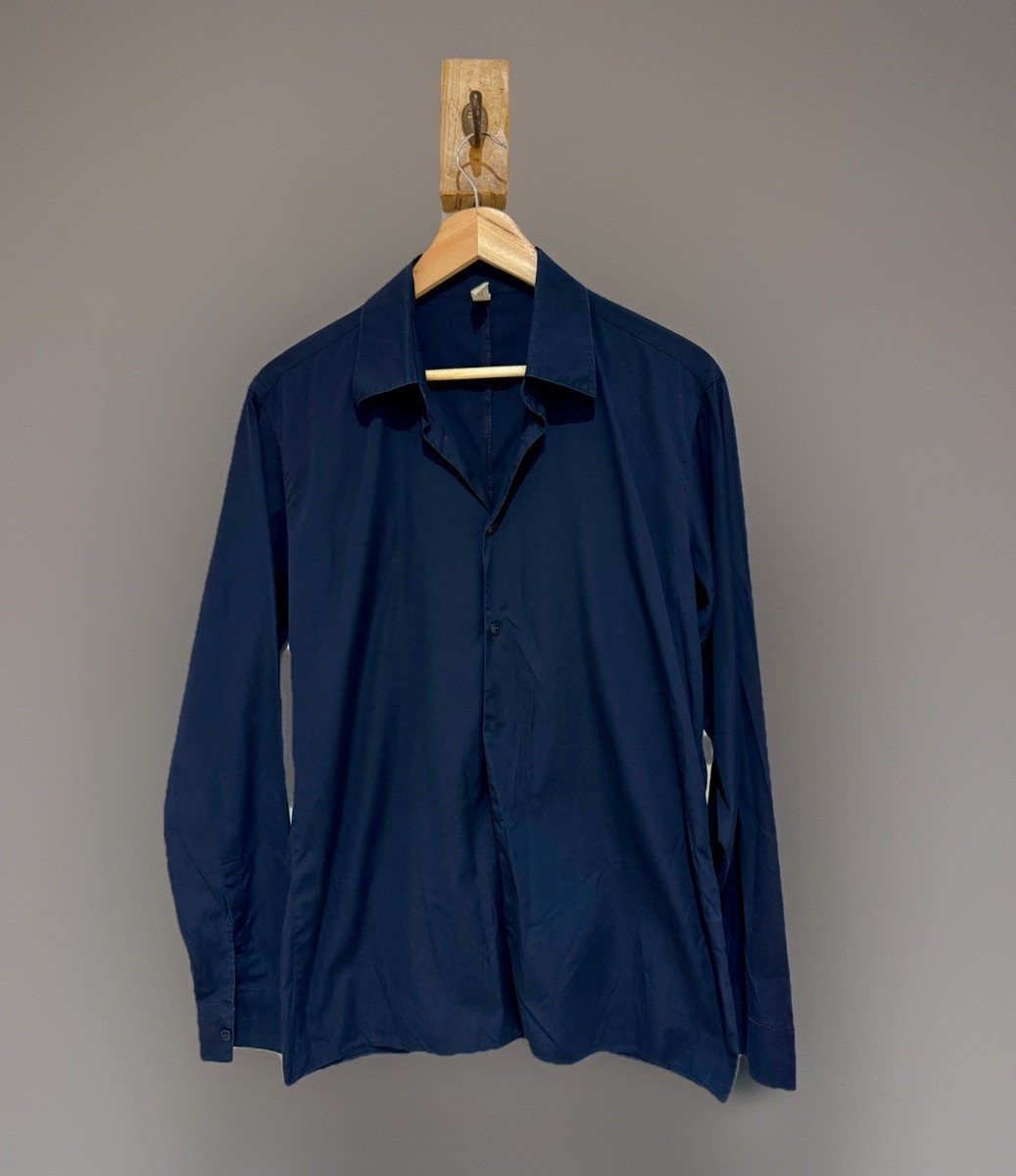 miuページ MIU MIU Men's Vintage 90's 00's Navy Blue Slim Fit Long Sleeve