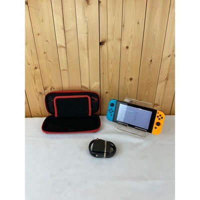 Nintendo Switch With Blue/Neon Orange Joy Con Controllers, Bundle