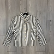 Lauren Ralph Lauren Size 10 Striped Blazer Jacket Navy White Fitted Nautical