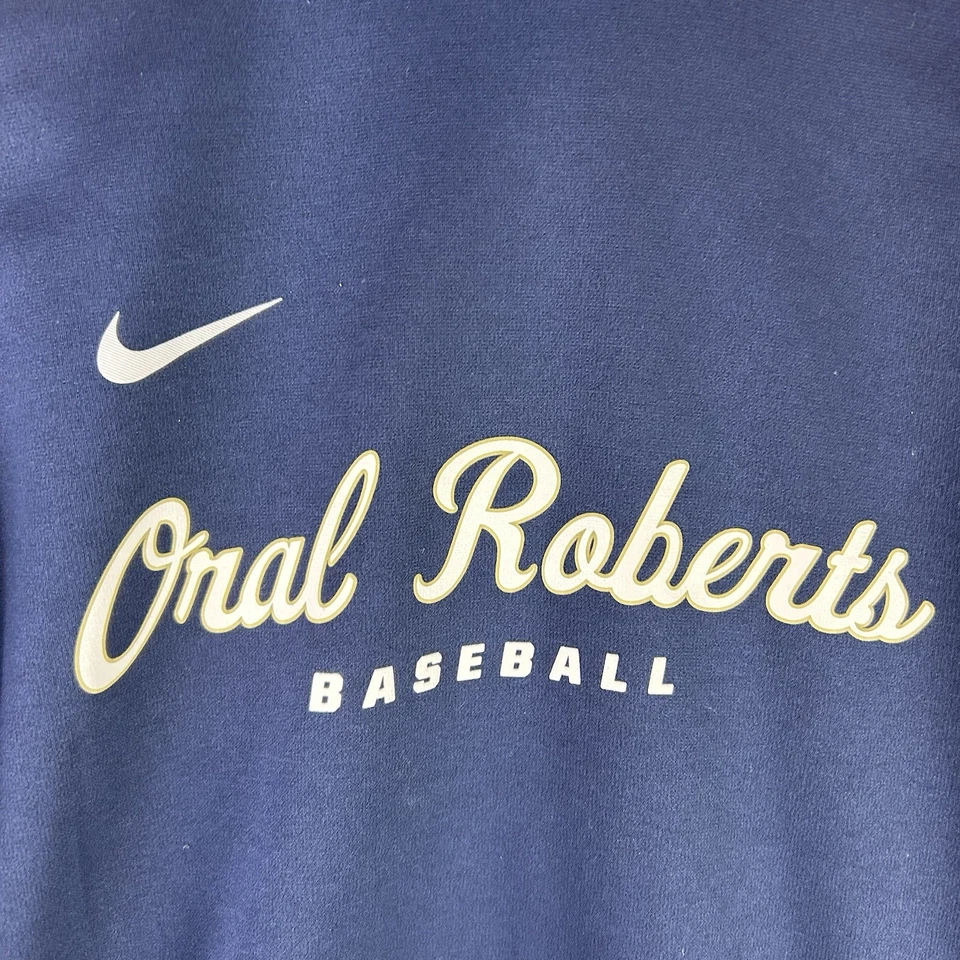Oral Roberts Golden Eagles Baseball Nike Therma Fit Hoodie Mens Large Blue - Image 2 of 4