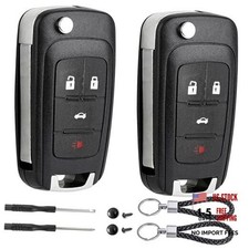2 Pack Flip Key Fob Case Shell Replacement 4 Button for Chevy Cruze Equinox