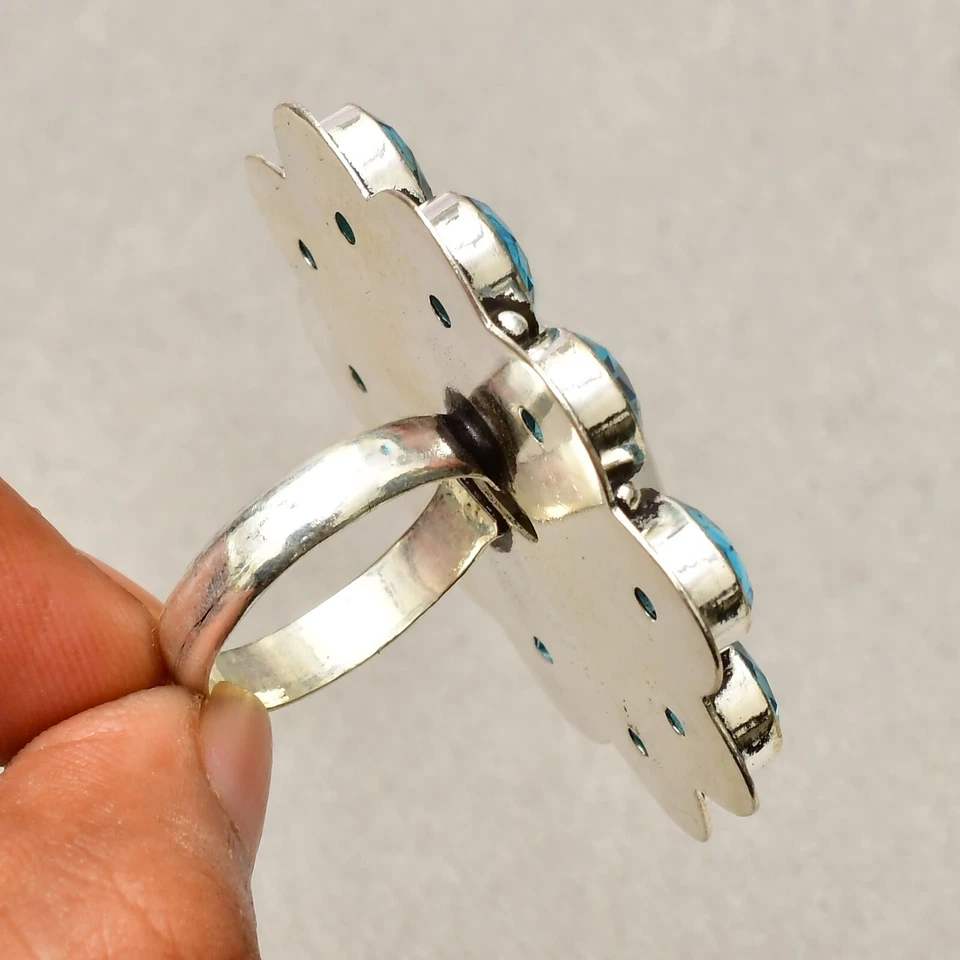 Anello gioiello in argento sterling 925 con pietra di luna arcobaleno misura 9" - Immagine 3 di 4