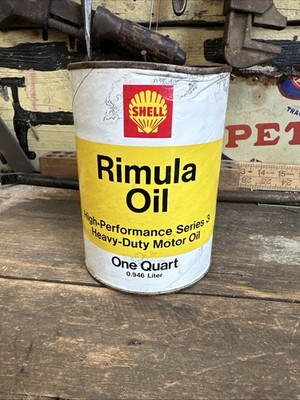Shell Rimula Oil 1 US Quart Vintage Composite Empty Can 