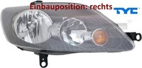 TYC 20-0845-05-2 Hauptscheinwerfer Rechts Scheinwerfer Frontscheinwerfer FüR VW