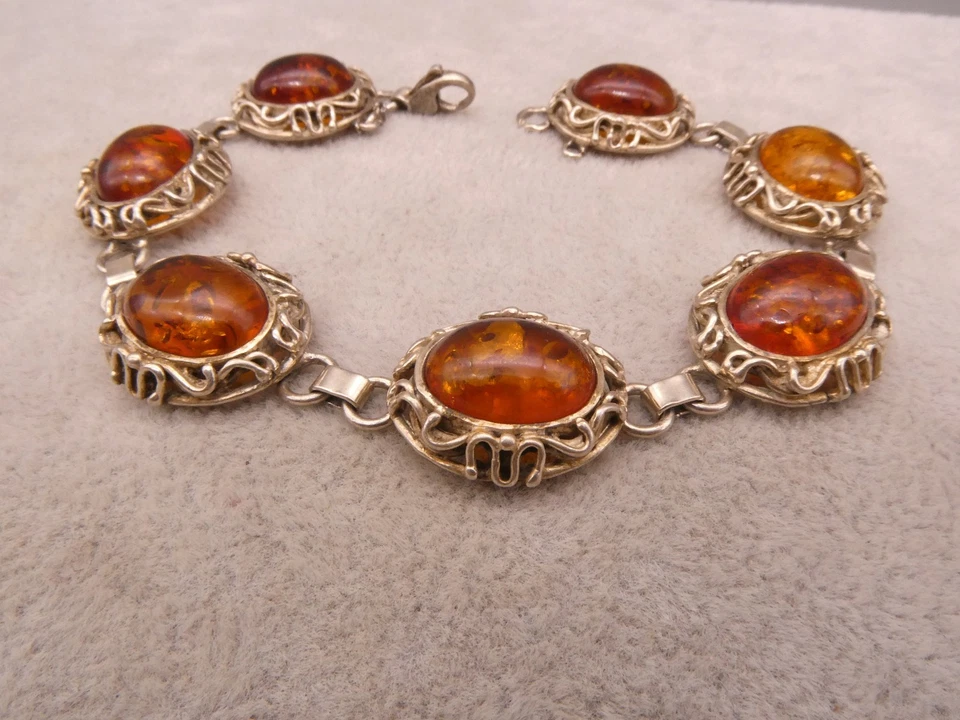 Armband Silber 835 prachtvolles wunderbares Designerkunstwerk mit Bernstein - Bild 3 von 4