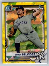 Brock Selvidge YELLOW /99 2021 Bowman Draft Sapphire BDC-24 Yankees