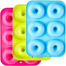 Silicone Donut Moulds,3 Pack Silicon Doughnut Mould,Large Non-Stick 6 Cavity Mo