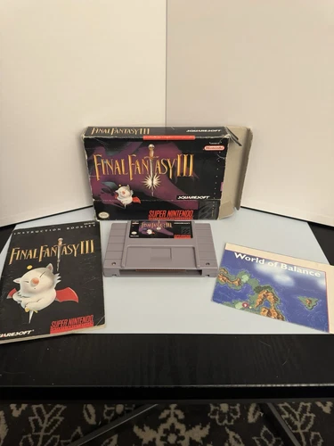 Final Fantasy III (SNES, 1994) Cart, Box Manual And Map- Tested and Working!