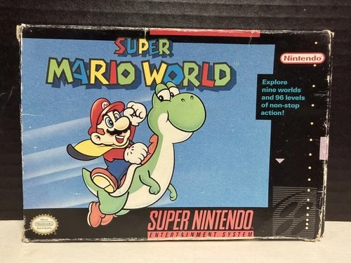 🔥🚨Vinatge Authentic Super Mario World & Manual CIB W/ Box SNES Nintendo