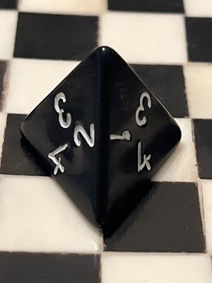 RARE open # 4 vtg d4 opaque black rpg ad&d dice 030926@