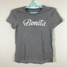 Modern Lux Womens Shirt Sz M Medium Graphic Print Gray Short Sleeve Excellent