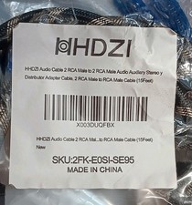 Audio Cable 2 RCA Male to 2 RCA Male Audio Auxiliary Stereo 15 Feet New