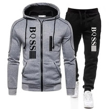 men women Tracksuit, Zipper Cardigan Jacket Sweatpants Stripe Jogging 2Piece Set