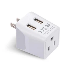Japan, Philippines Travel Adapter Plug with Dual USB - Usa Input - Type A - U...