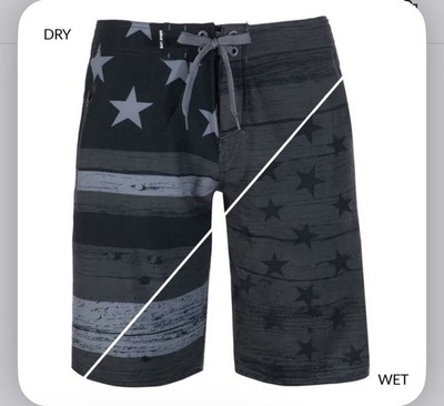 Wave Life Men s Board Shorts 38 Black/Gray Stars Drawstring Quick Dry