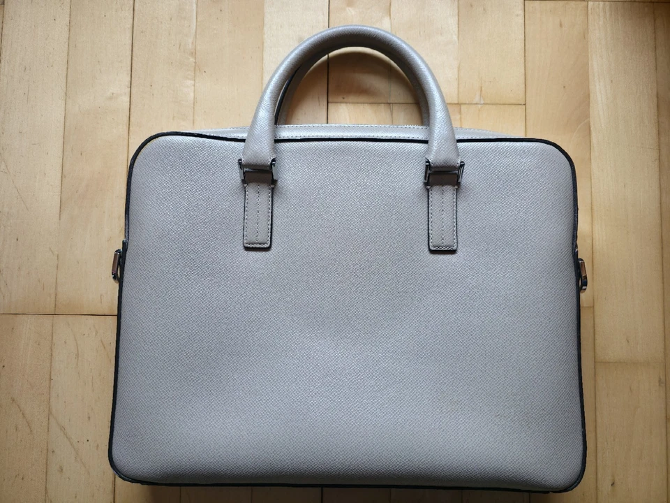 HUGO BOSS Crosstown Leder Tasche Bag Messenger Aktentasche BEIGE UVP 599€ wieNEU - Bild 4 von 4