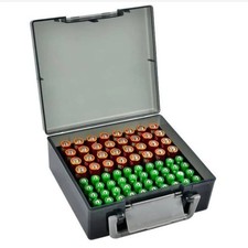 Battery Storage Organizer Holds 72 AA AAA Batteries Box Case Home Drawer Dispens