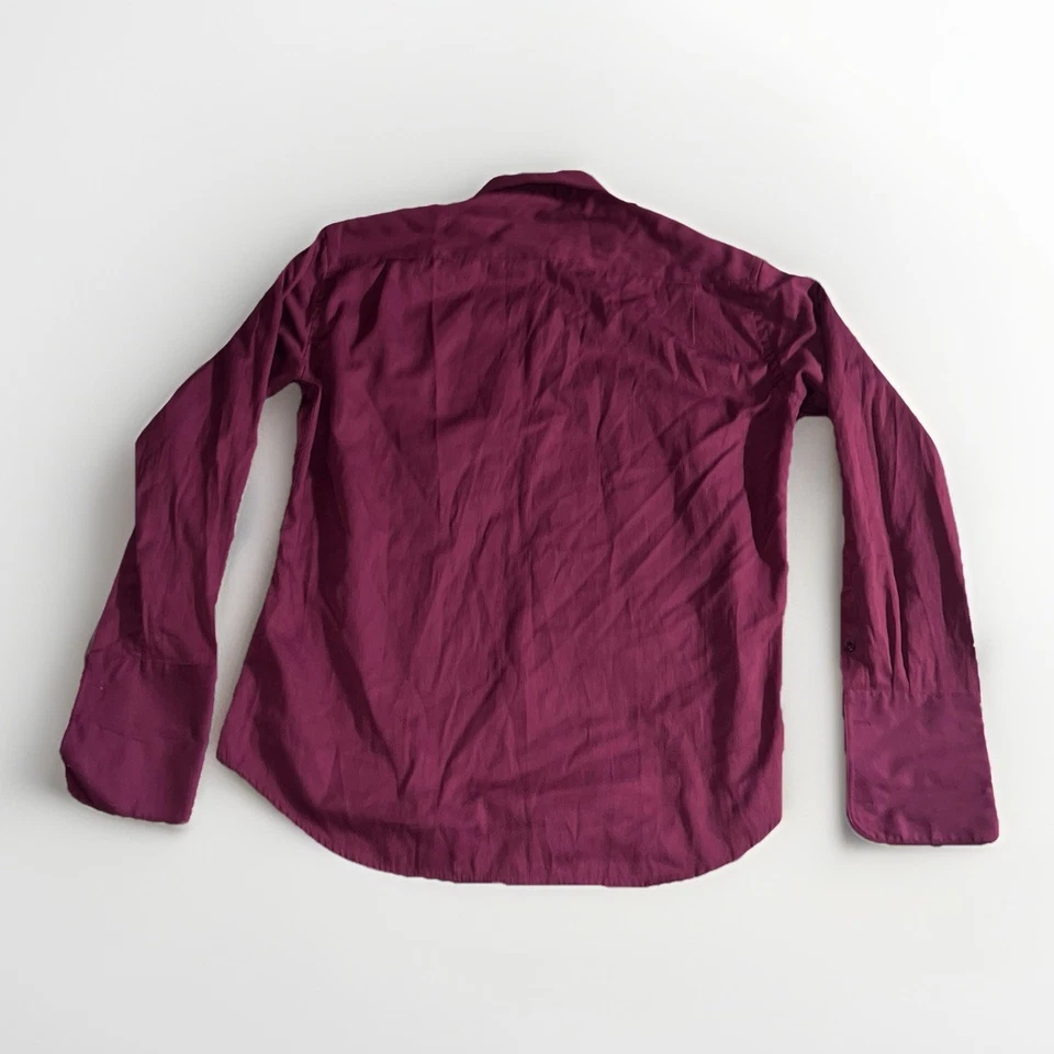 Camisa social masculina vermelha marrom C. Allen New York tamanho 16 1/2 34/35 punho francês - Imagem 2 de 4