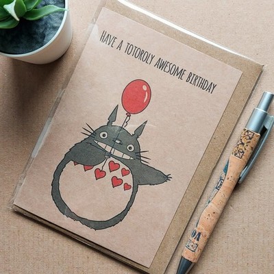 Süße Totoro Geburtstagskarte - Mein Nachbar Totoro Studio Ghibli Grußkarte Geschenk