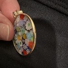 Round Multicolor Mosaic Glass Bezel-Set Pendant Charm, Art Flowers Theme — photo 4