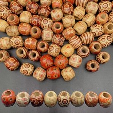 200Pcs Large Hole Barrel Wood European Loose Beads Mixed Large, color