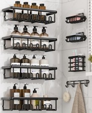 8 Pack Adhesive Rustproof Shower Caddy with Soap Dishes, Toothbrush Holder Hoo