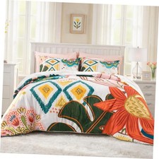 Boho Floral Comforter Set - 3 Piece Farmhouse Botanical King Blush Pearl