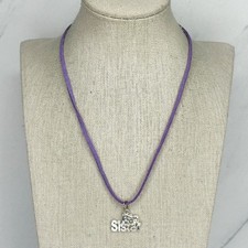 Big Sister Silver Tone Pendant on Purple Cord Necklace