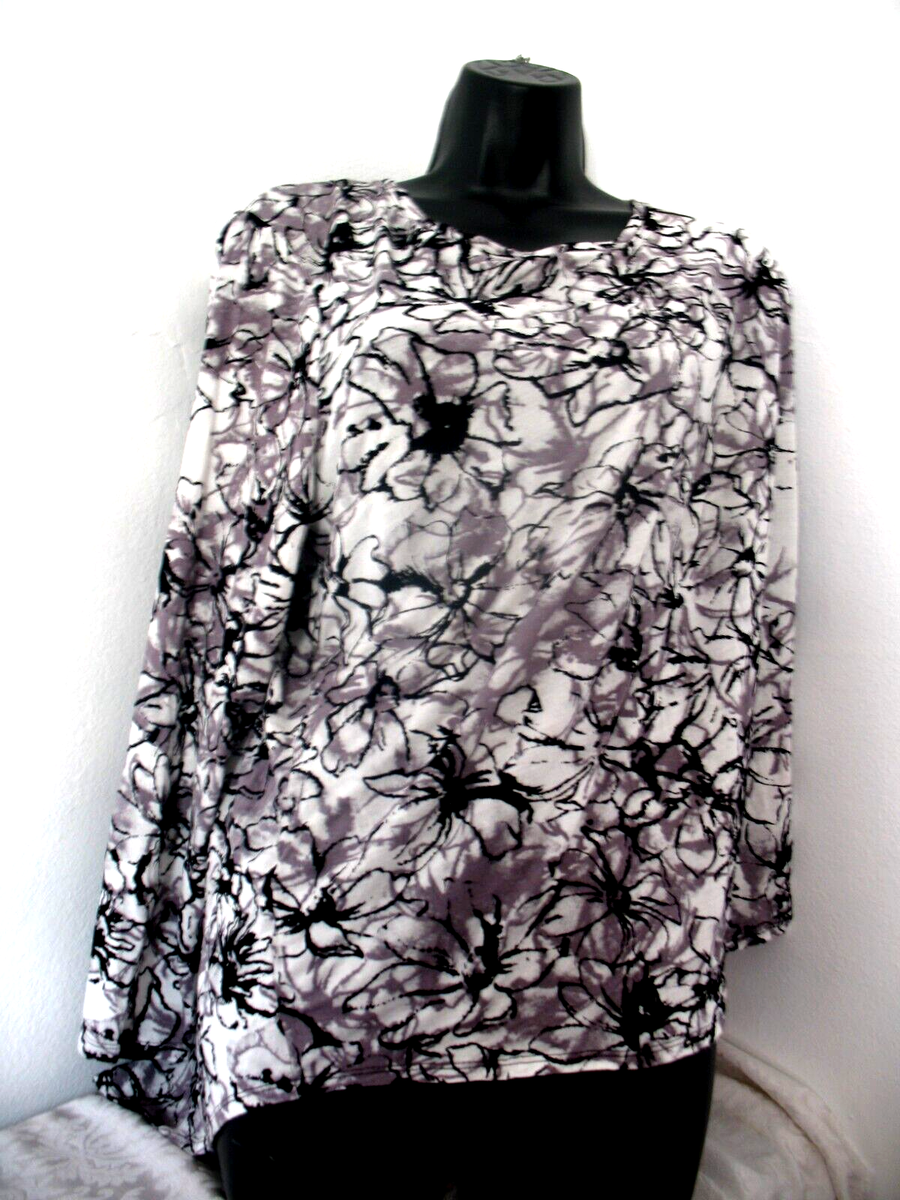 Simply Vera Wang Tunic Top, White Black 100%Rayon, Size
