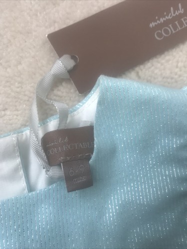 boots mini club baby girl 6 - 9 months turquoise blue Silver Stripe party dress - Picture 2 of 8