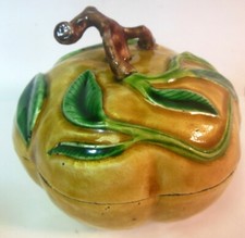 Antique CHINA Enamel over Silver MELON Tea Caddy Spice Temple Box 