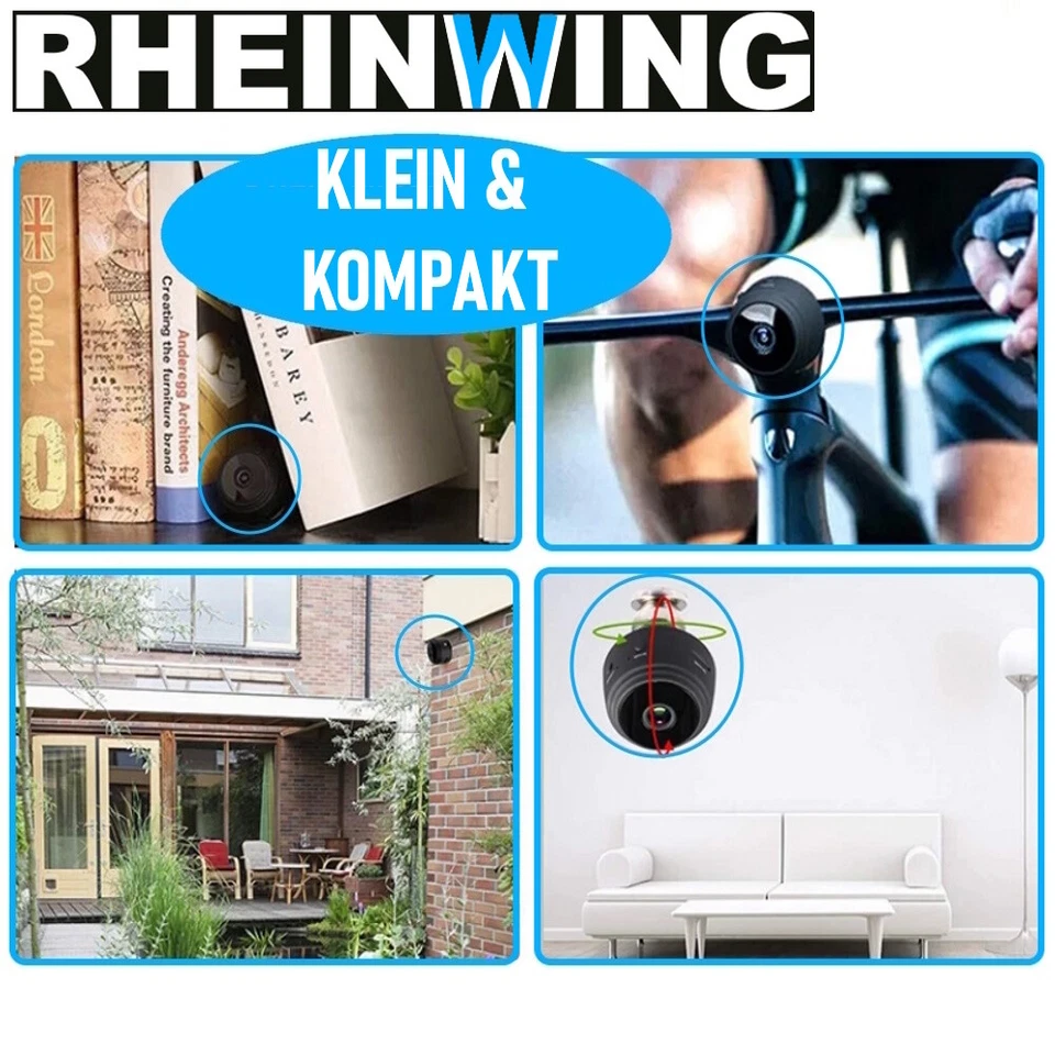 RHEINWING 1080p magnetische WiFi Mini Kamera HD Überwachungskamera Pocket Cam - Bild 4 von 4