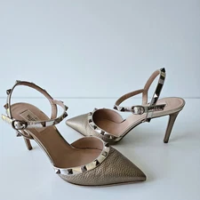 Valentino Rockstud Bronze Leather Heels 39