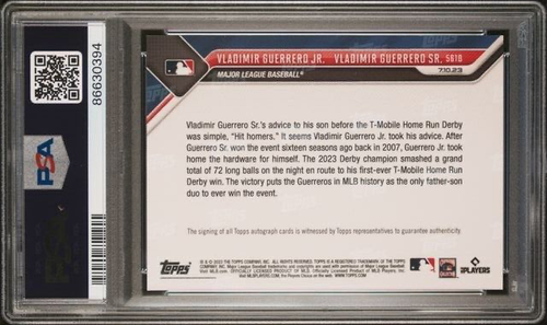 VLADIMIR GUERRERO JR + SR * PSA 9 + 10 DUAL AUTO * 2023 TOPPS NOW HOMERUN DERBY - Picture 2 of 3